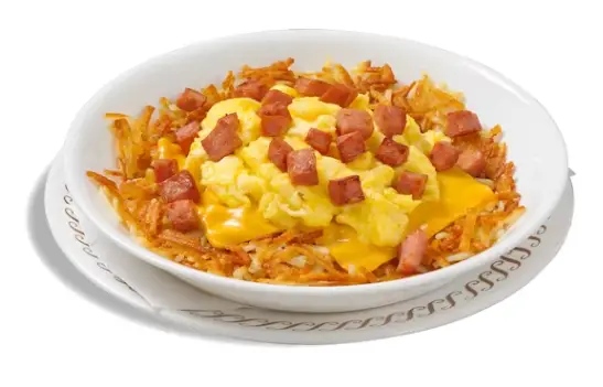 HAM EGG and CHEESE HASHBROWN BOWL